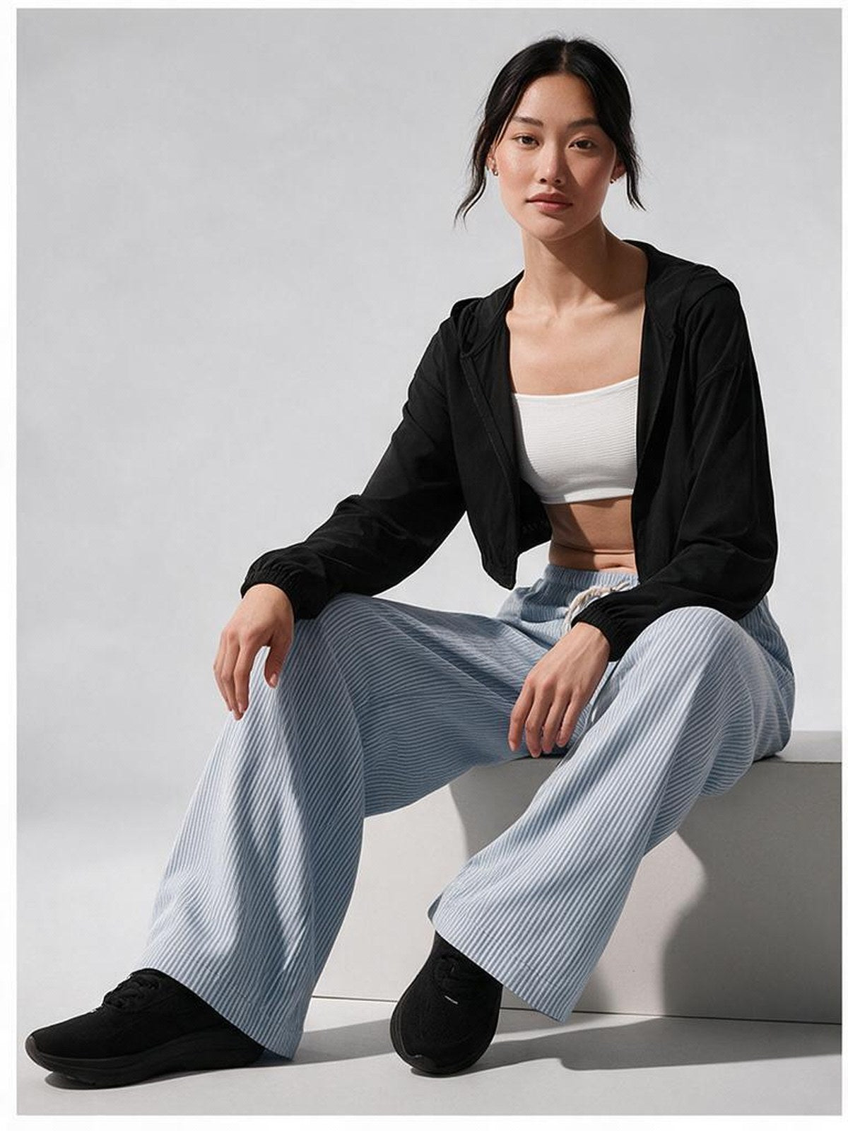 Striped Casual Wide-Leg Pants