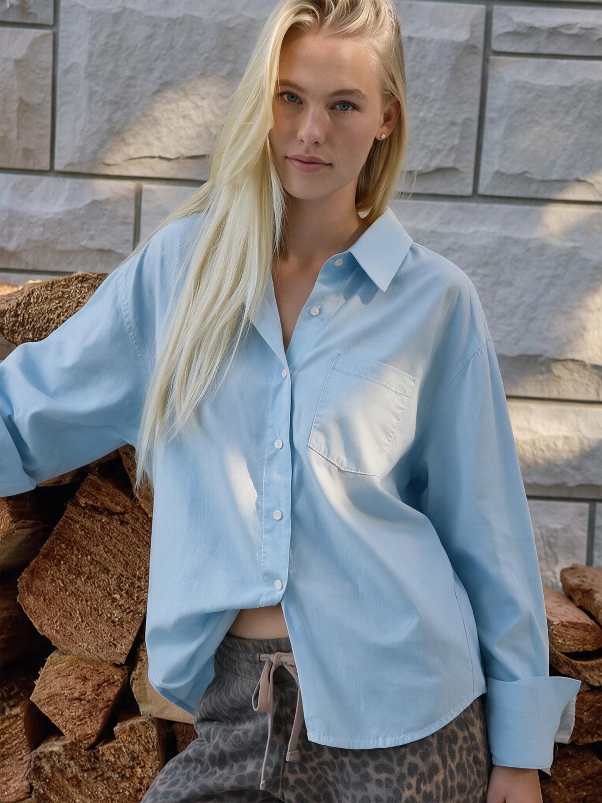 Asian Korean Style New Loose-fitting Summer Long-sleeved Pocket Shirt