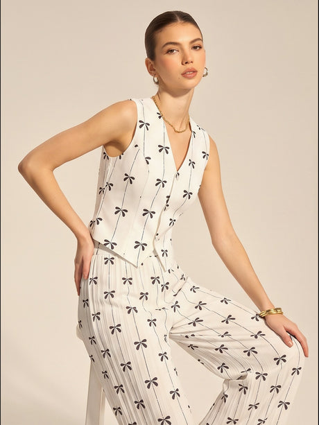Floral Print Vest Top And Pleated Trousers Two-piece Set