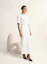 Grace One-shoulder Collar Mid-length Sleeves Slim-fit Midi Dresses