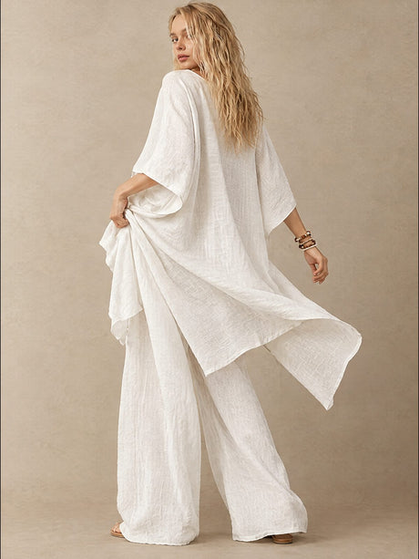 Blended Loose-fit Simplicity T-shirts Wide-leg Pants Set 2-piece Sets