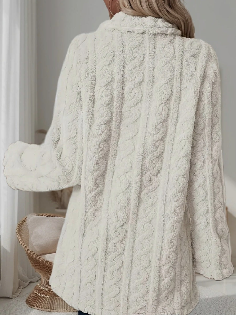 Twist Pattern Geometric Patterns Warm Blazer Collar Double-breasted Mid-length Jacket