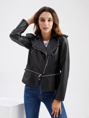 Removable Hem Zipper Leather Jacket