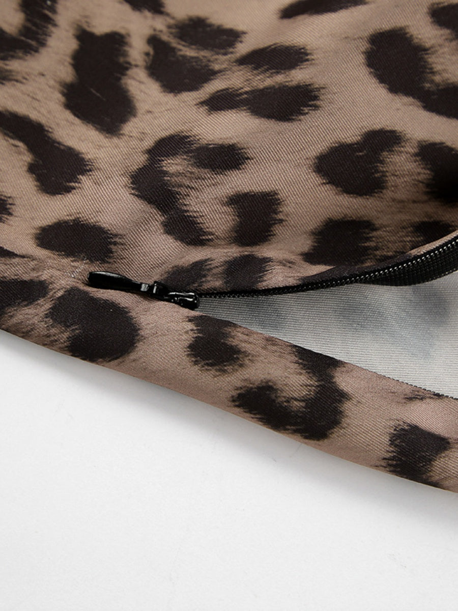 Leopard Print Hip Fishtail Skirts