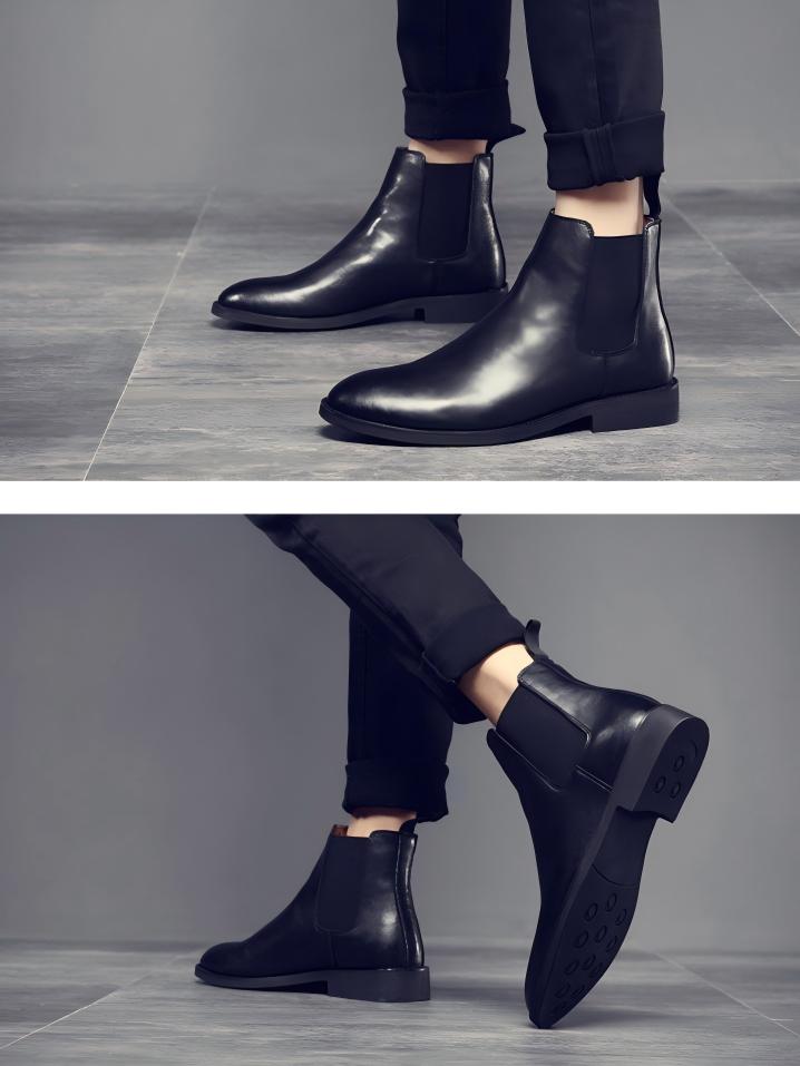 Classic Chelsea Boots Made Of Second-layer Cowhide.