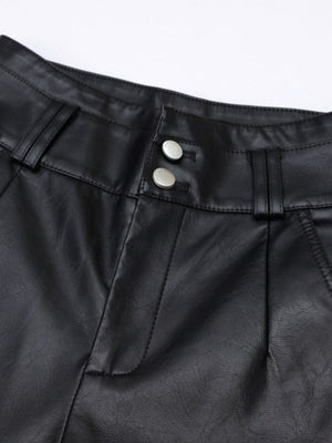 High Waist Slimming PU Leather Straight Pants