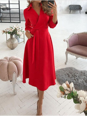 Lace Up Shirts Irregular Printed Maxi Dresses