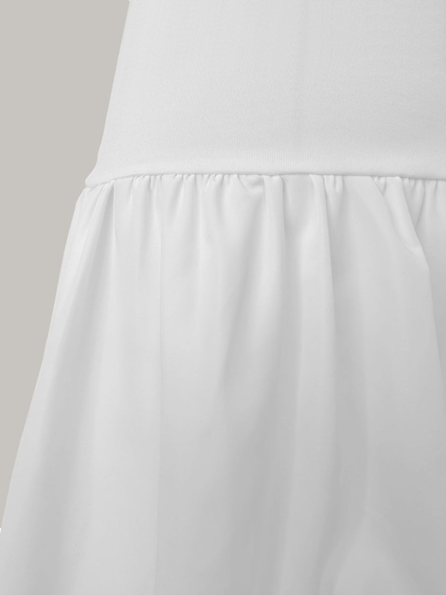 Simple Solid Color Short Dress With Pleats And Multi-layered Ruffles