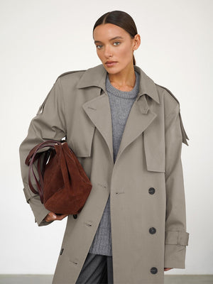 Pure Cotton Retro Loose Belted Trench Coat