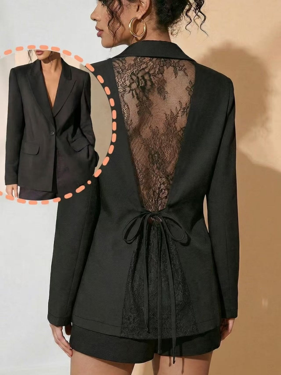 Backless Lace Solid Color Blazers