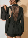 Backless Lace Solid Color Blazers
