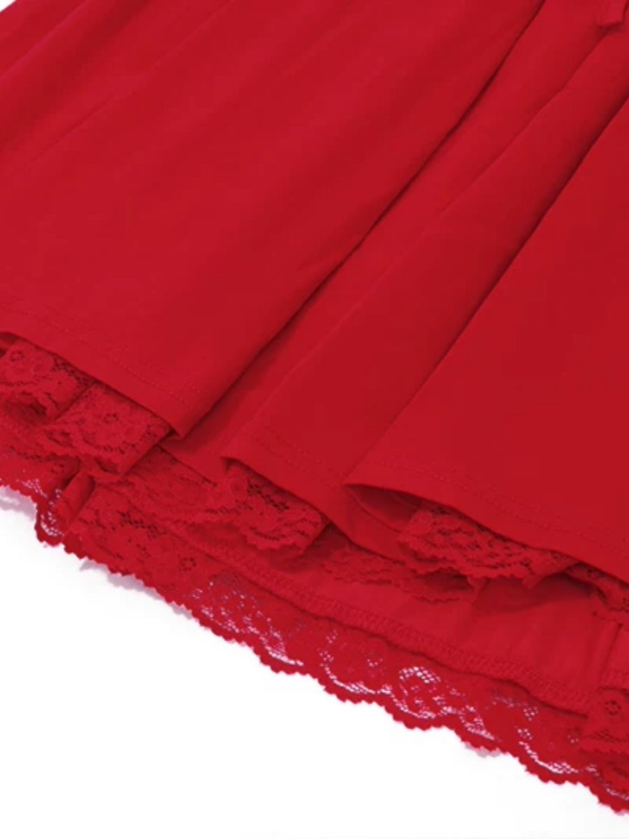 Trim Lace Bandage Big Swing Dating Mini&Short Dresses