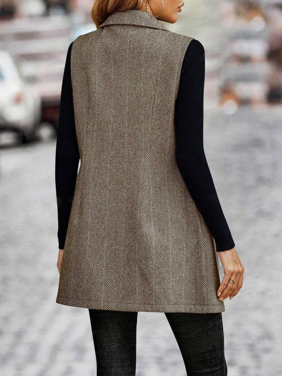 Splicing Herringbone Pattern Suit Sleeveless Vest