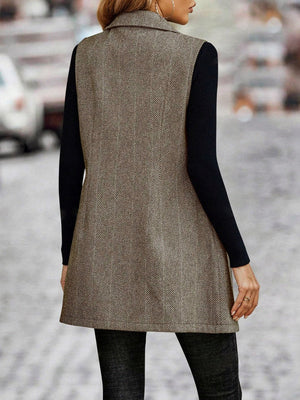 Splicing Herringbone Pattern Suit Sleeveless Vest