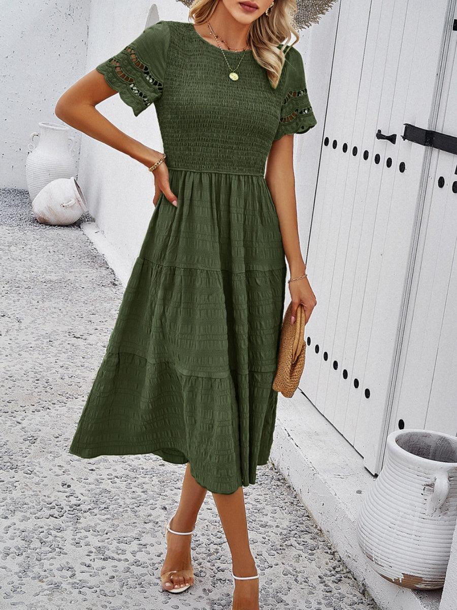 Hollow-out Lace Sleeves, Long Hollow-out Dress