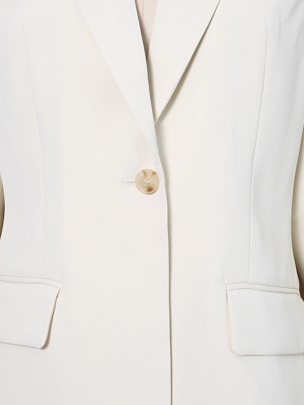 Metal Ring-trimmed Long-sleeved Shawl-style Suit Jacket