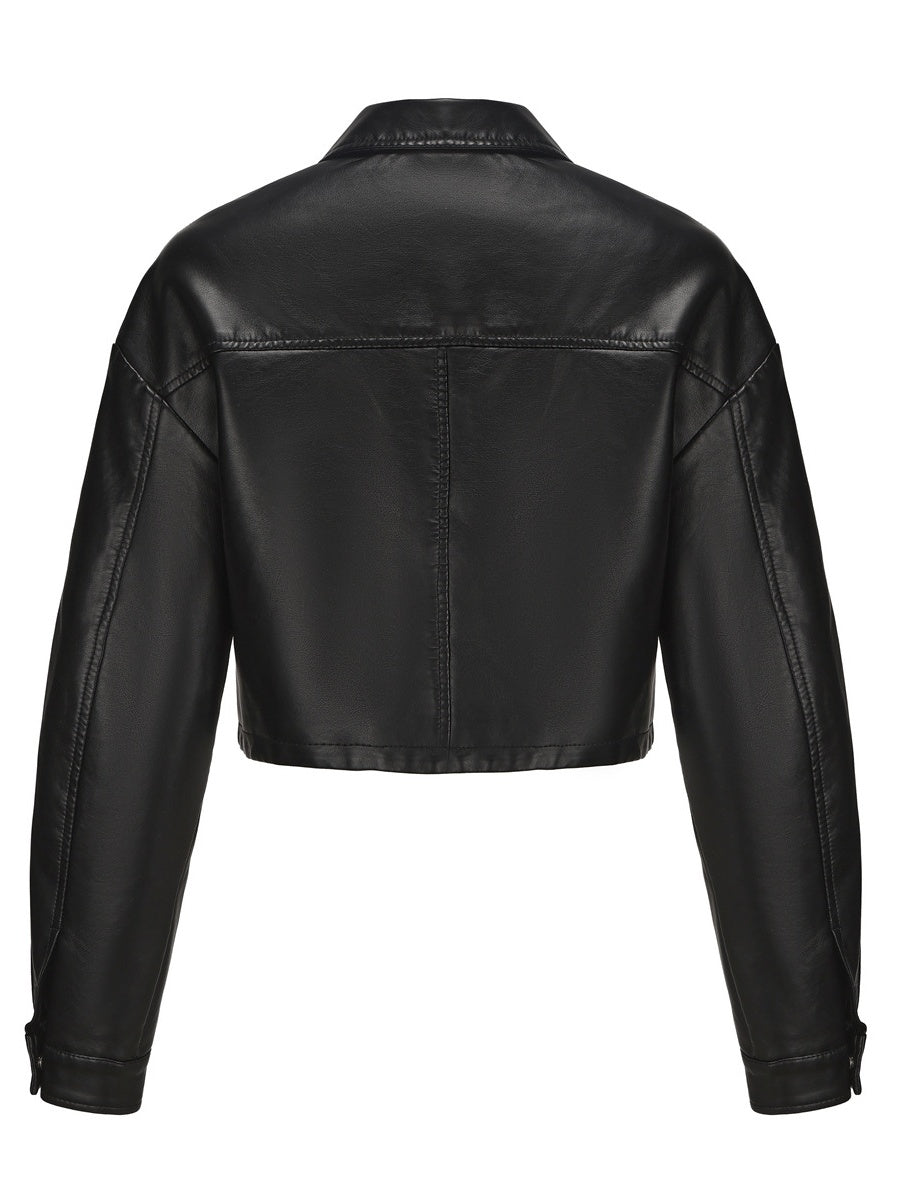 Single-breasted Pocket Lapel Short Trucker Jackets