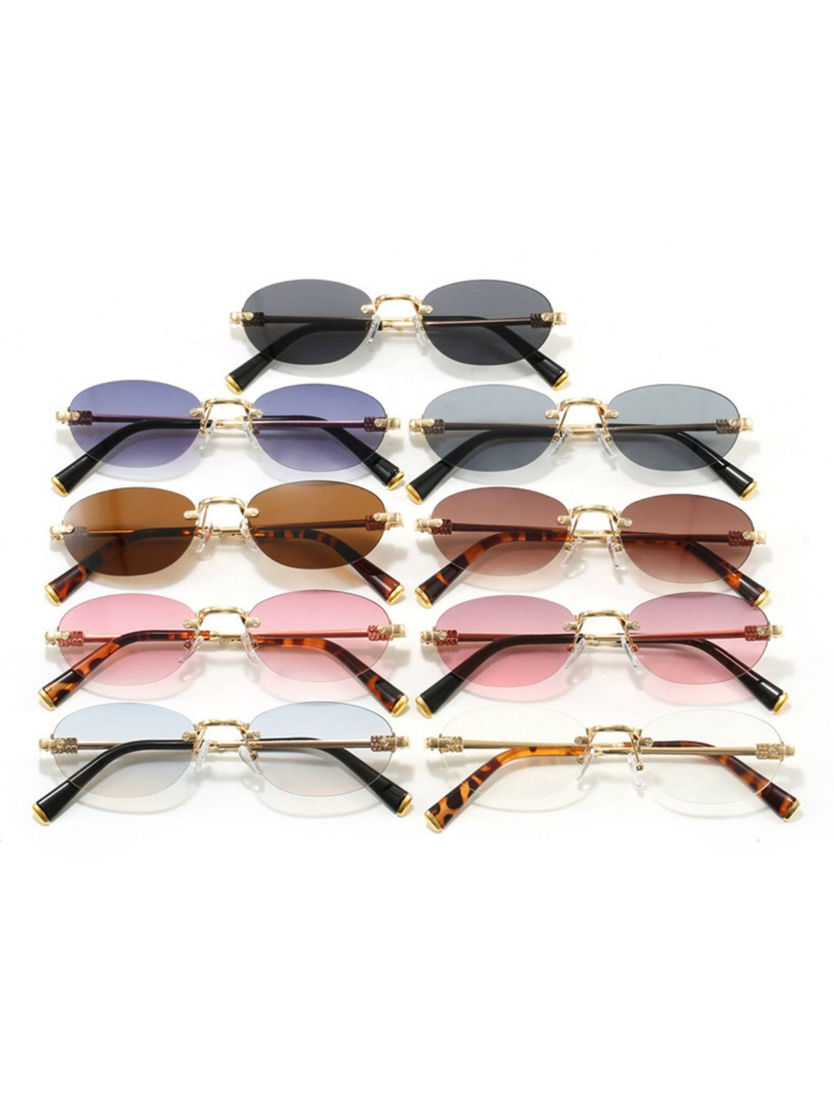 Oval Retro Frameless Sunglasses