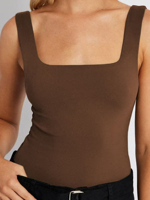 Square Collar Leisure Tank Tops