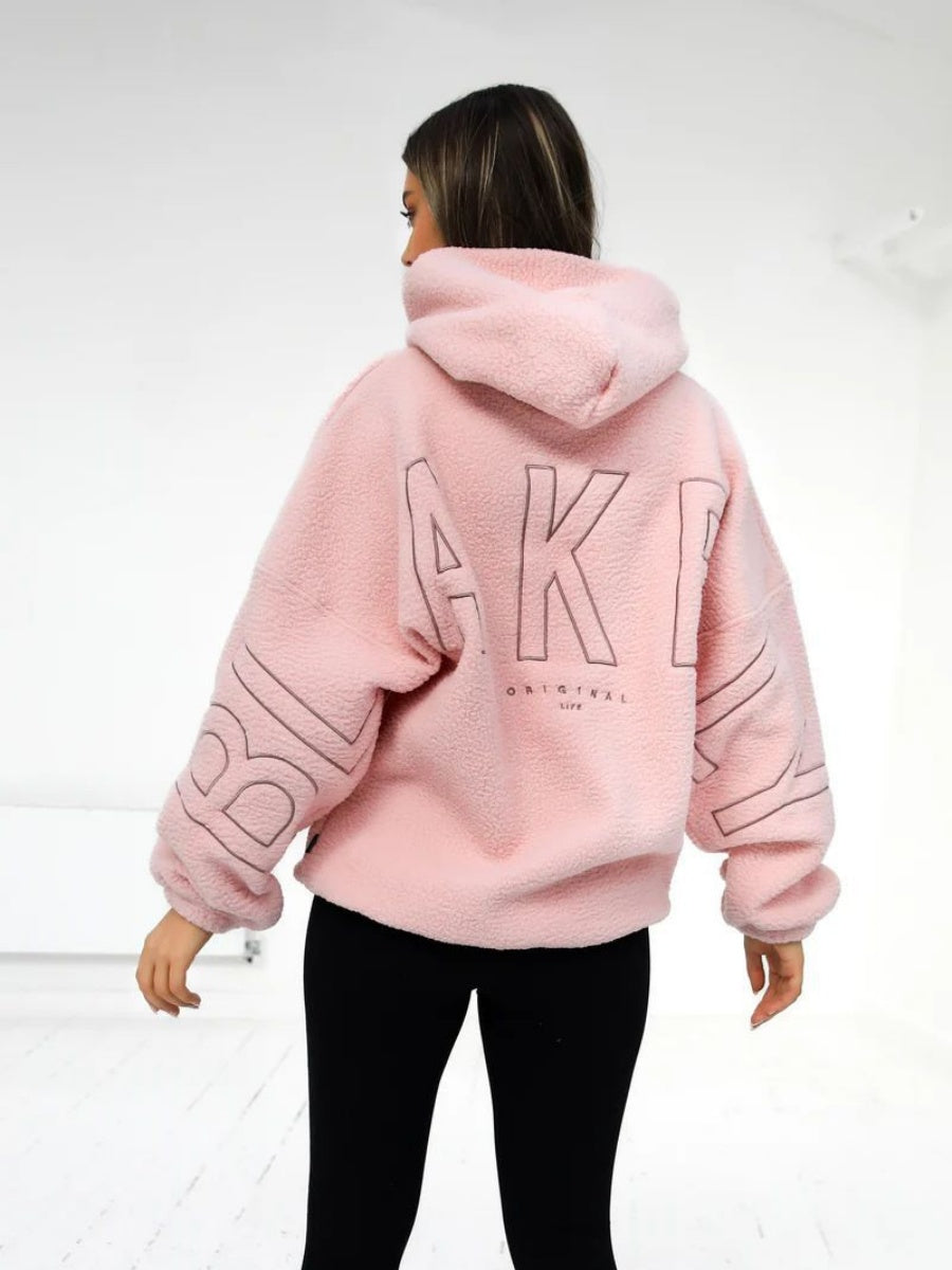 Fleece Letter Embroidery Thick Hooded Sweatshirt