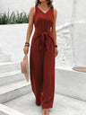 V-neck Wide-leg Sleeveless Twisted Vest Jumpsuit