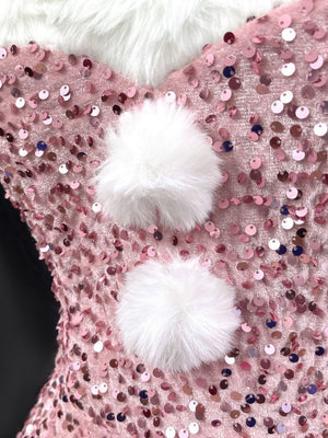 Christmas Sequined Plush Dress Hats Belts Multi-piece Sets