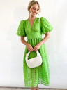 Balloon Sleeve Color Hollow Temperament Midi Dresses