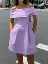 Off Shoulder Belts Formal Dress White Black Mini&Short Dresses