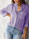 Loose-fit Long Sleeve Stripes Stripes Shirts
