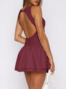 Backless Solid Color Mini&Short Dresses
