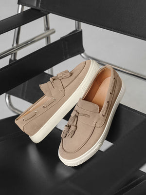 Color-blocked Tassel Slip-on Loafers