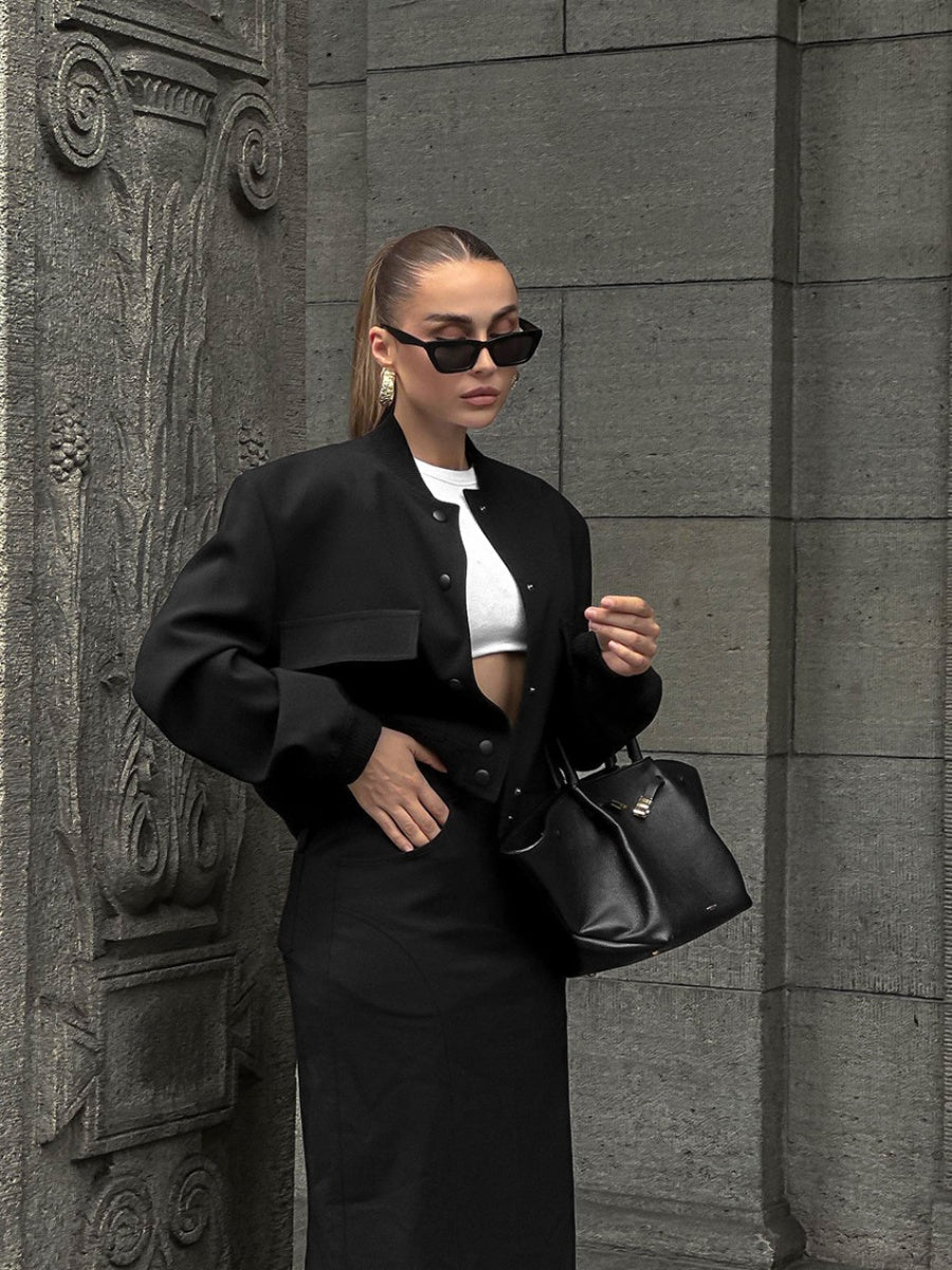 Liber Autumn Women's Baseball uniform Solid Color Jackets