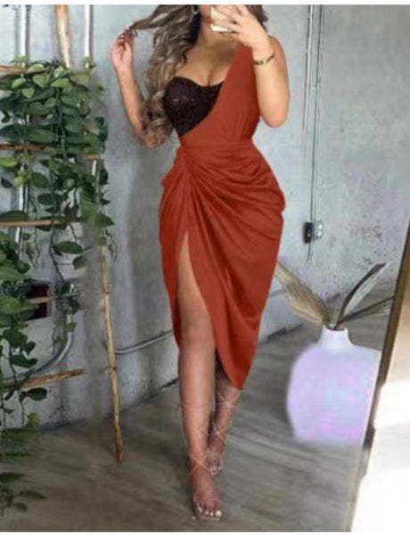 Sequins Slits Splicing Formal Dress Mini&Short Dresses