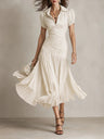 Stripes Satin Splicing Big Swing Temperament Maxi Dresses