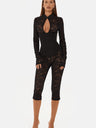 Lace-trimmed Cheongsam-style Fitted Bodycon Jumpsuit