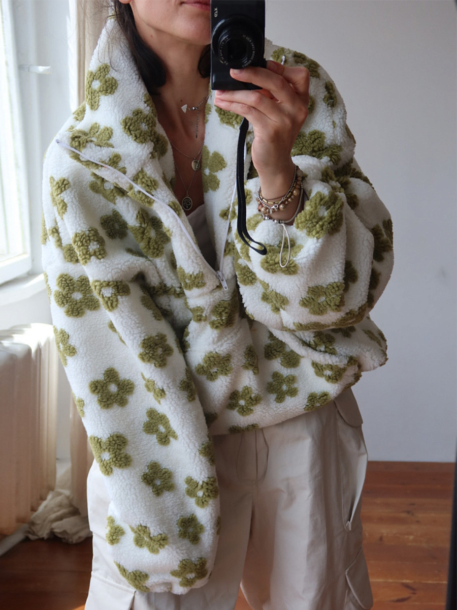 Fleece Flowers Keep Warm Pocket Sweatshirts&Hoodies