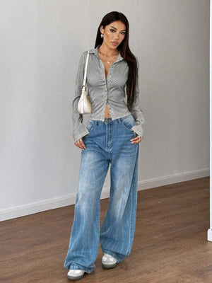 Long sleeve Stripes Slim fit Shirts