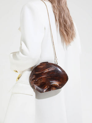 Oval Acrylic Seashell Evening Crossbody Bag