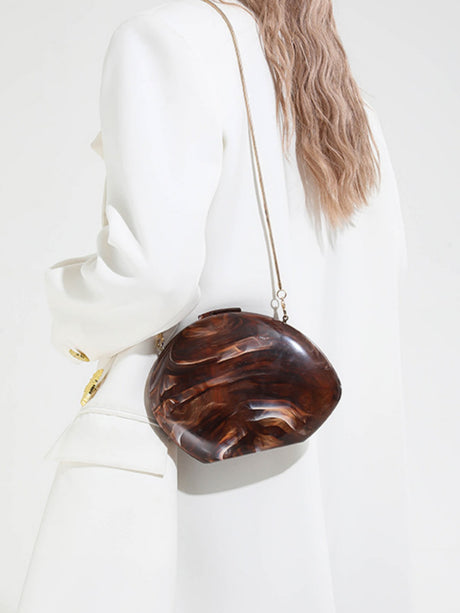 Oval Acrylic Seashell Evening Crossbody Bag