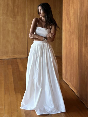 Pure Cotton Strapless Bra Jacket High-waisted Long Skirt Vacation Package 2-piece Sets