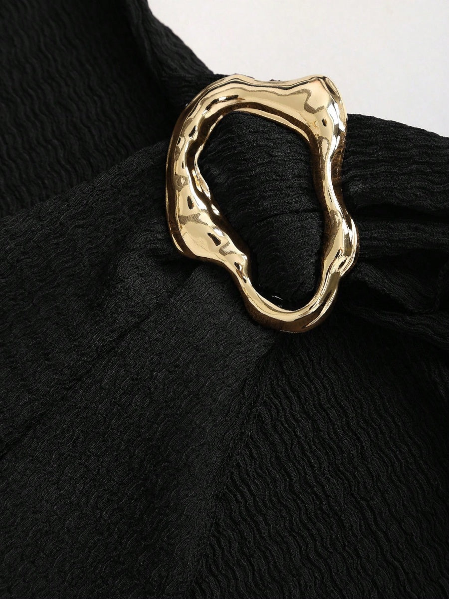 Strickmuster, einfarbig, figurbetont, Mini- und kurze Kleider mit Metallschnalle