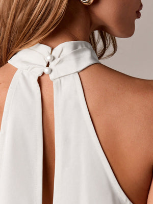 Halter Neck Lace Irregular Hem Spaghetti Strap