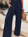 Cotton Blend Wide Leg Pocket Hit Pants