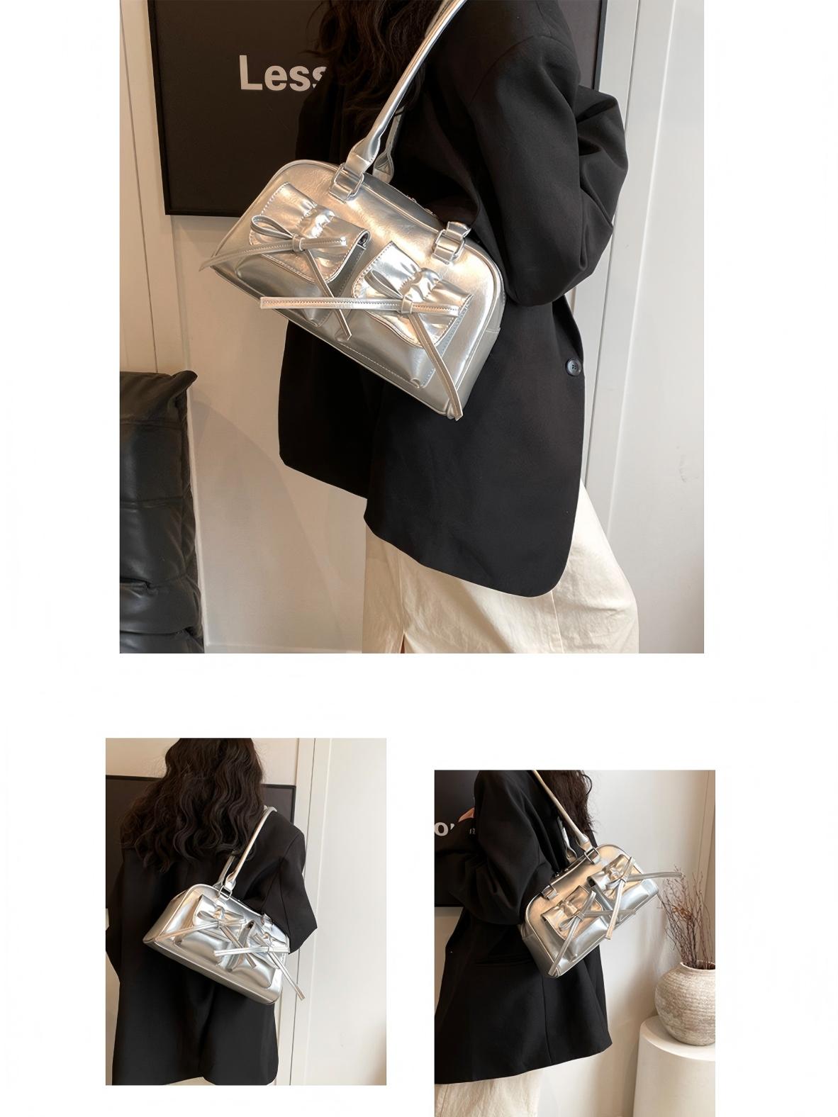 Bow-knot Horizontal Square Zipper Handbag