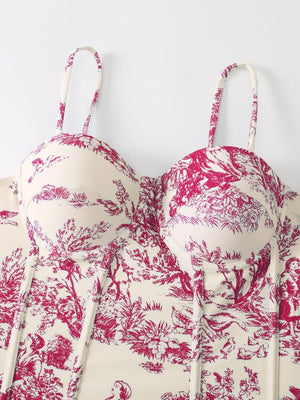 One-piece Swimsuit, Tight-fitting And Slimming, Retro-style Strappy