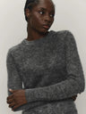 Mohair Crew Neck Pullover Sweater, Semi-sheer Base Layer Sweater