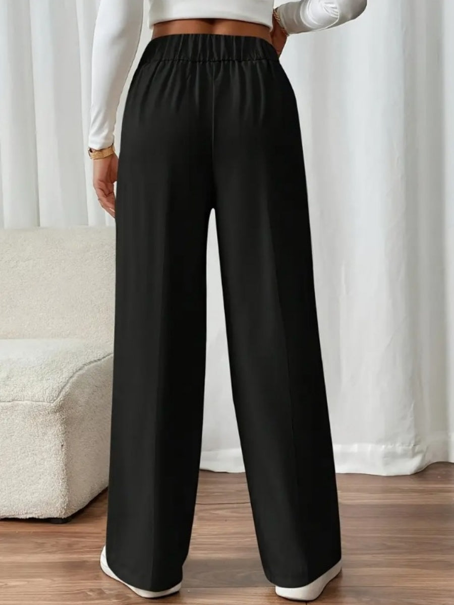 Casual High-waisted  Loose Straight leg Pocket Pants