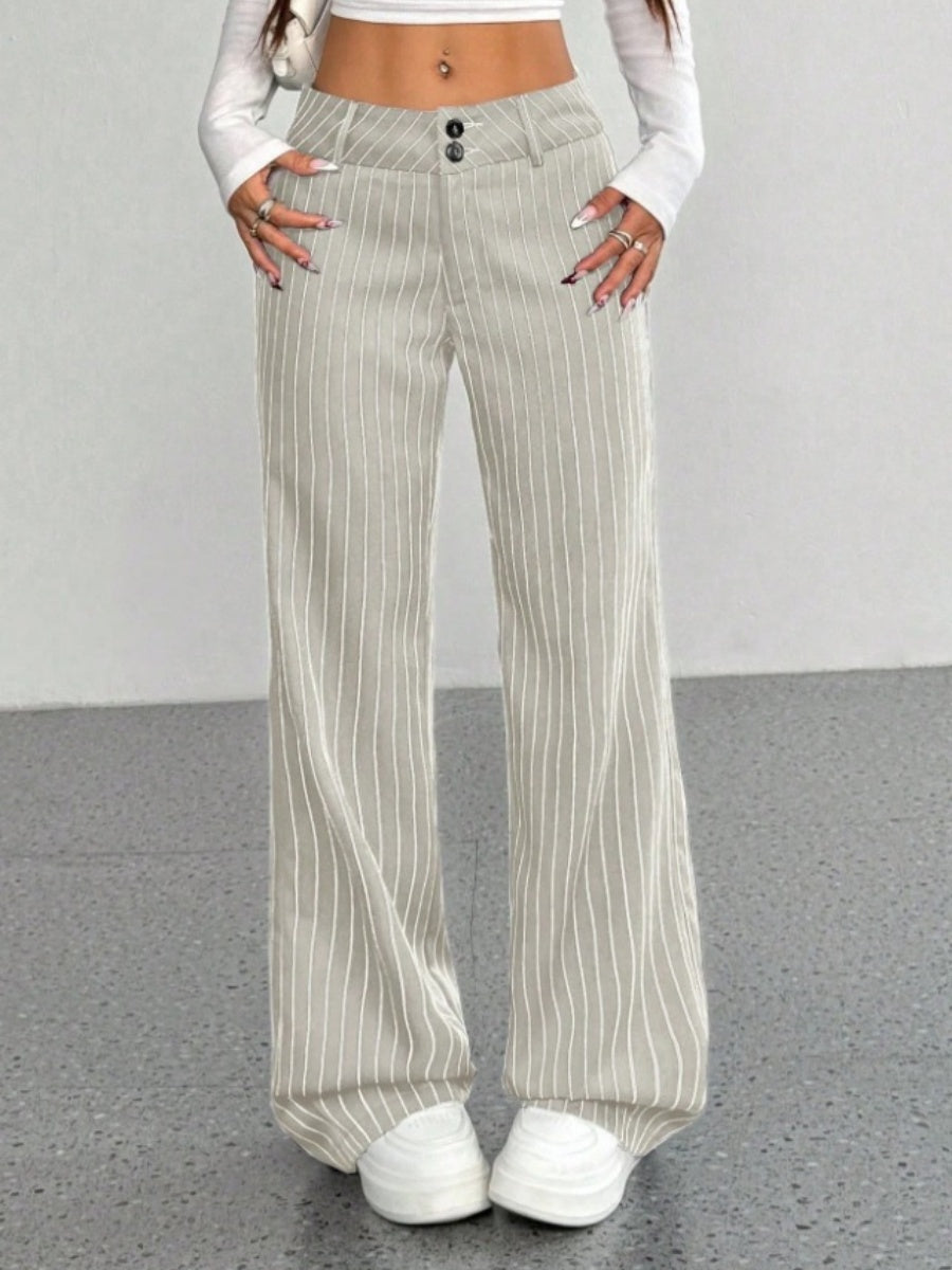 Slim Fit Stripes Trumpet Pants