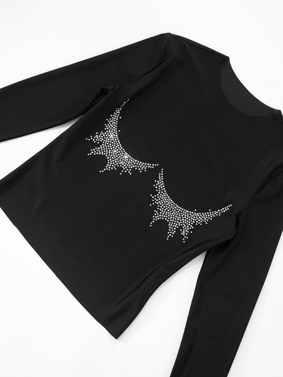 Black Women's Hot Diamond Long sleeve T-shirts