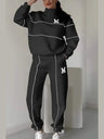 Letter Long-sleeved Hoodless Sweatshirt Pants Casual Sportswear Two-piece Set